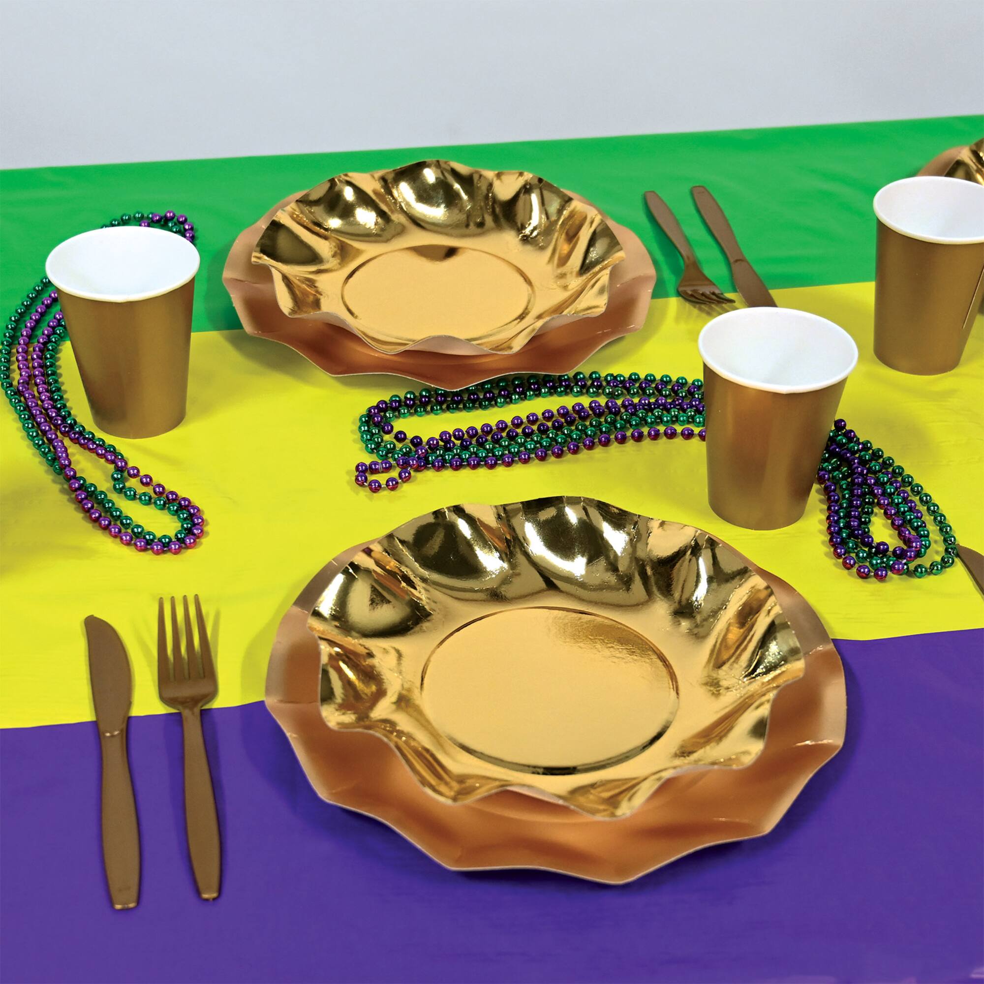 Beistle 40" x 100ft. Mardi Gras Plastic Table Roll